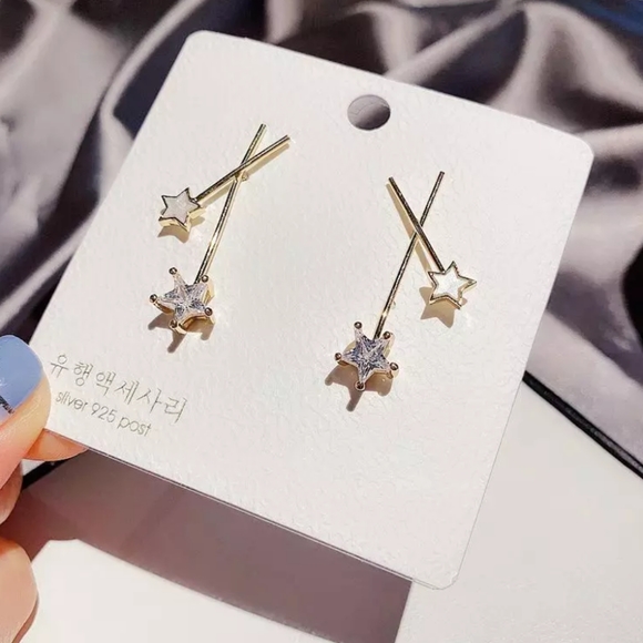 NEW Gold Double Star Fairy Wand Earrings - Picture 3 of 5